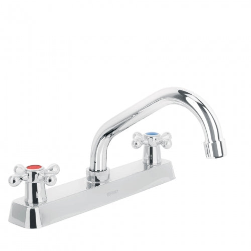 Mezcladora 8' p/fregadero, cuello corto, manerales cruceta 45611 F-317E