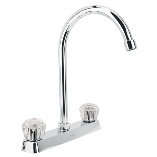 Mezcladora 8' p/fregadero, cuello curvo, manerales acrílico 45617 F-320A