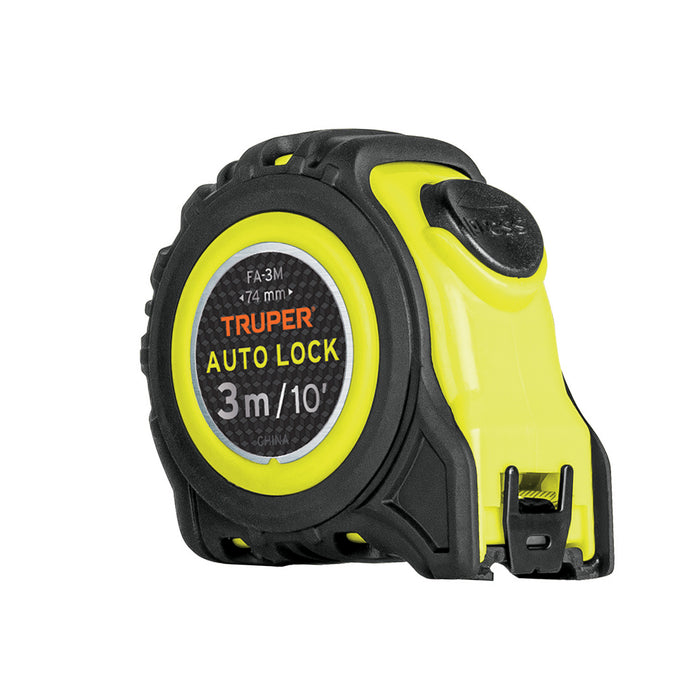 Flexómetro Auto-Lock contra impactos 3 m cinta 16 mm, Truper 10746 FA-3M