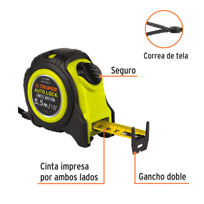Flexómetro Auto-Lock contra impactos 5.5 m cinta 25 mm 10748 FA-55M