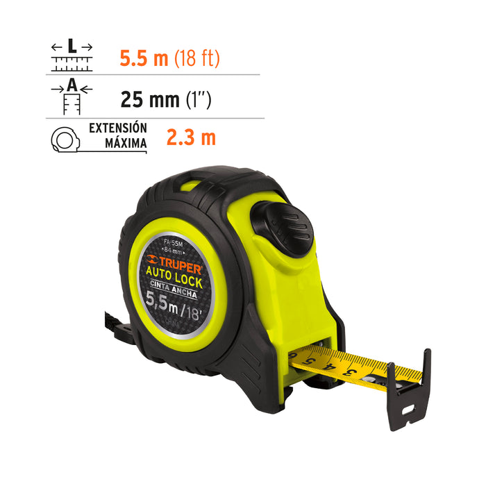 Flexómetro Auto-Lock contra impactos 5.5 m cinta 25 mm 10748 FA-55M