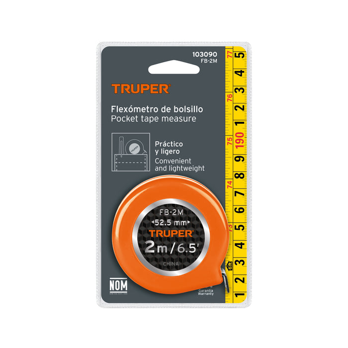 Flexómetro de bolsillo 2m, Truper 103090 FB-2M