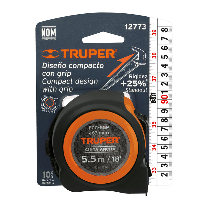 Flexómetro compacto contra impactos 5.5 m cinta 25 mm 12773 FCG-55M