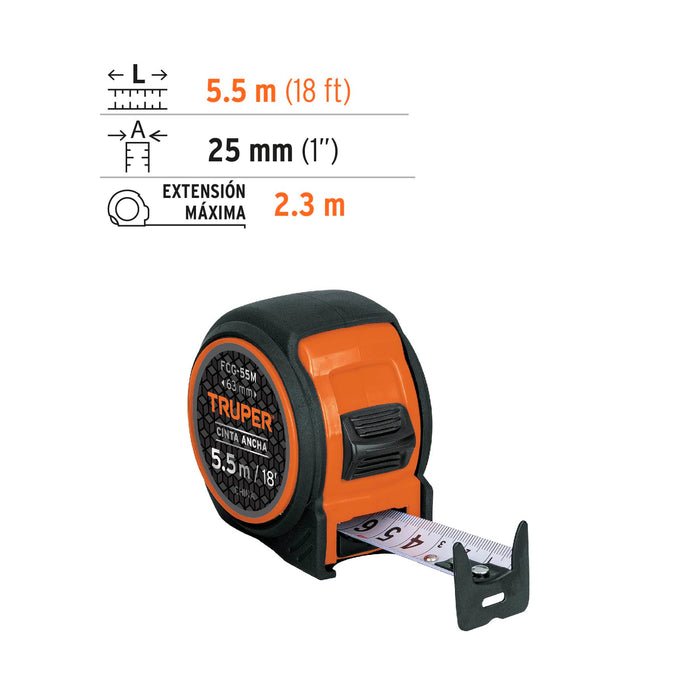 Flexómetro compacto contra impactos 5.5 m cinta 25 mm 12773 FCG-55M