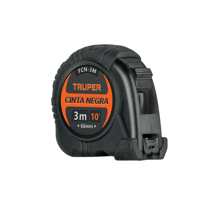 Flexómetro contra impactos 3 m, Cinta Negra 13 mm, Truper 11720 FCN-3M