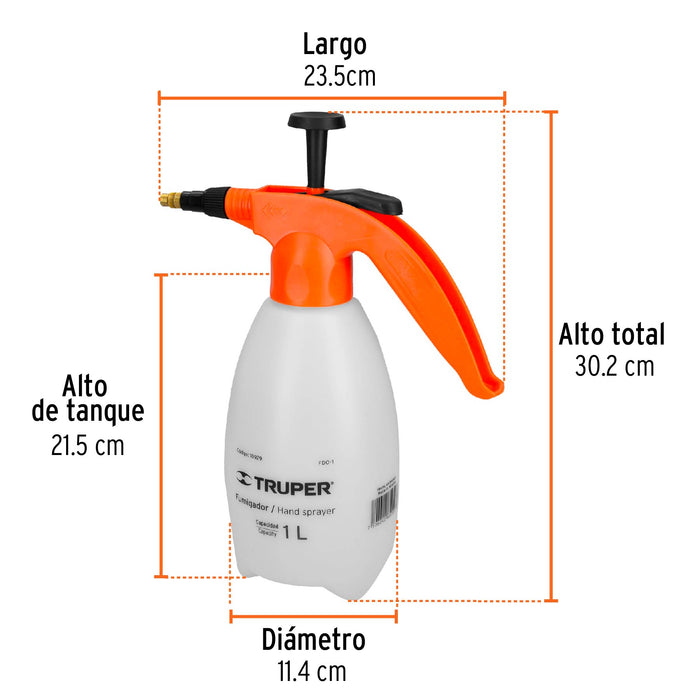 Fumigador de 1 litro doméstico, Truper 10929 FDO-1