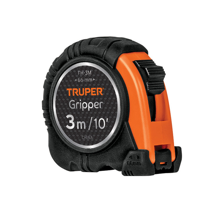 Flexómetro Gripper contra impactos 3 m cinta 13 mm, Truper 14577 FH-3M
