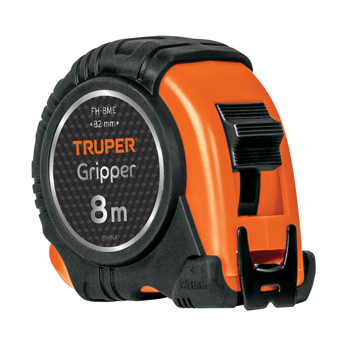 Flexómetro Gripper contra impactos 8 m cinta 25 mm, Truper 14579 FH-8M