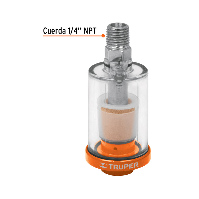 Filtro separador de agua y aceite, cuerda 1/4 NPT, Truper 19027 FISE