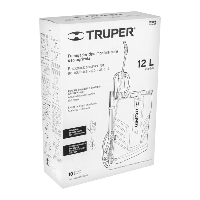 Fumigador de 12 L manual de mochila, Truper 14695 FUM-12