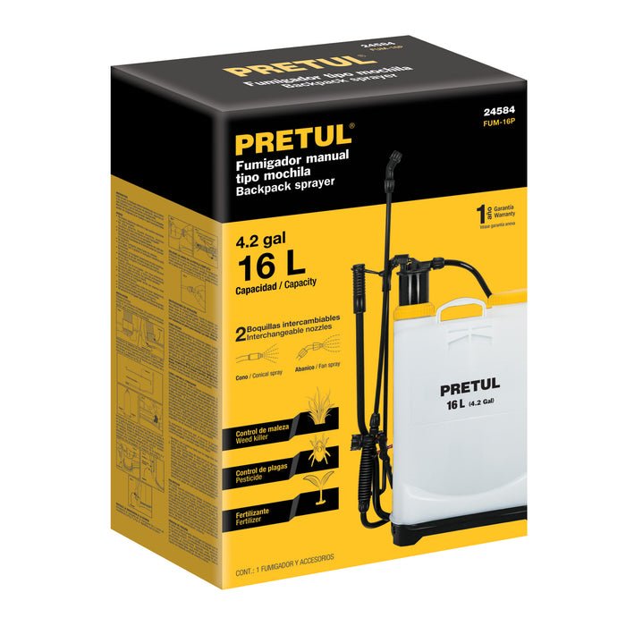 Fumigador de 16 L manual de mochila, Truper 14192 FUM-16