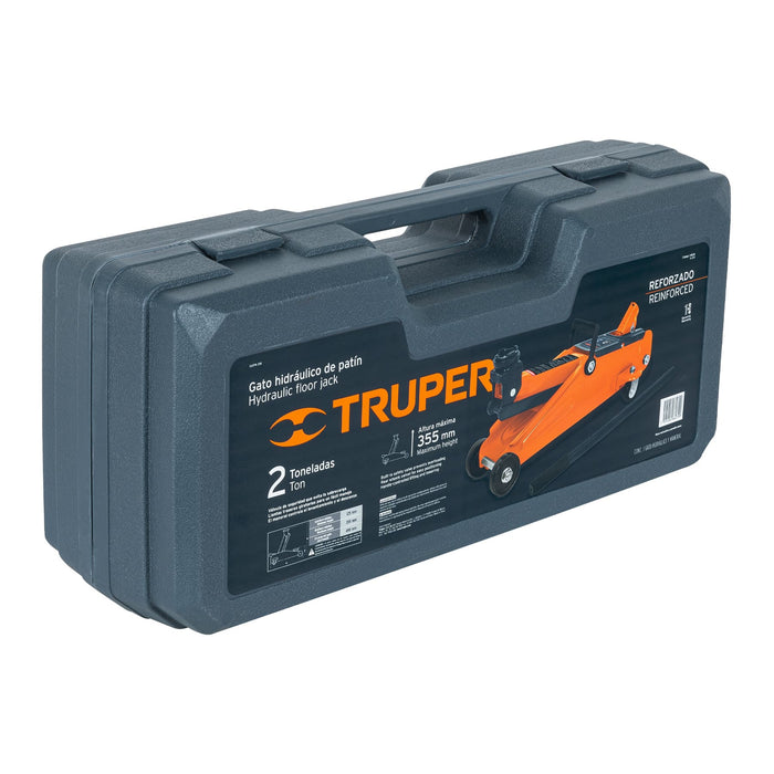Gato hidráulico de patín 2t, 50 movimientos, maletín, Truper 14826 GAPA-2M