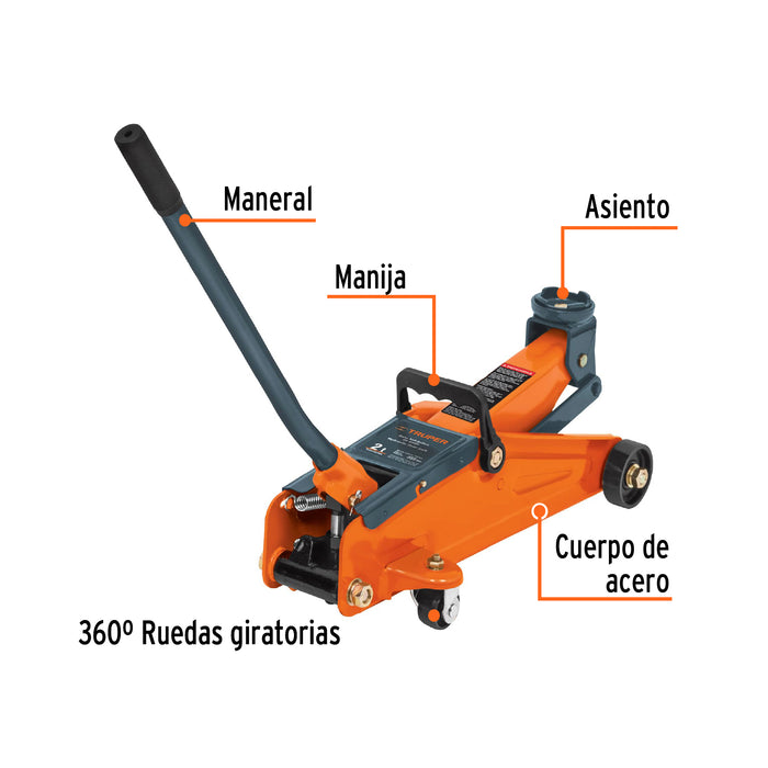 Gato hidráulico de patín, 2t, 50 movimientos, Truper 14824 GAPA-2