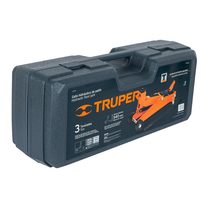 Gato hidráulico de patín 3t, 57 movimientos, maletín, Truper 14947 GAPA-300