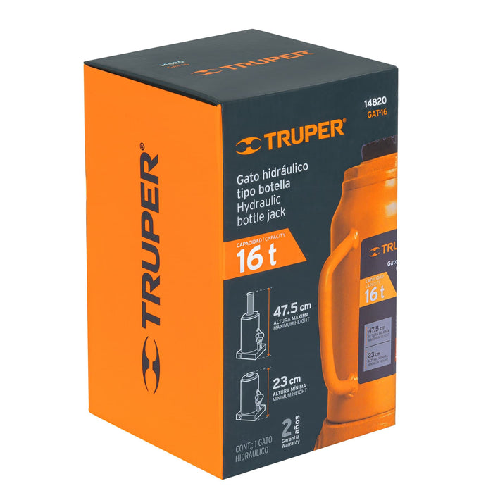 Gato hidráulico de botella de 16 Ton, Truper 14820 GAT-16