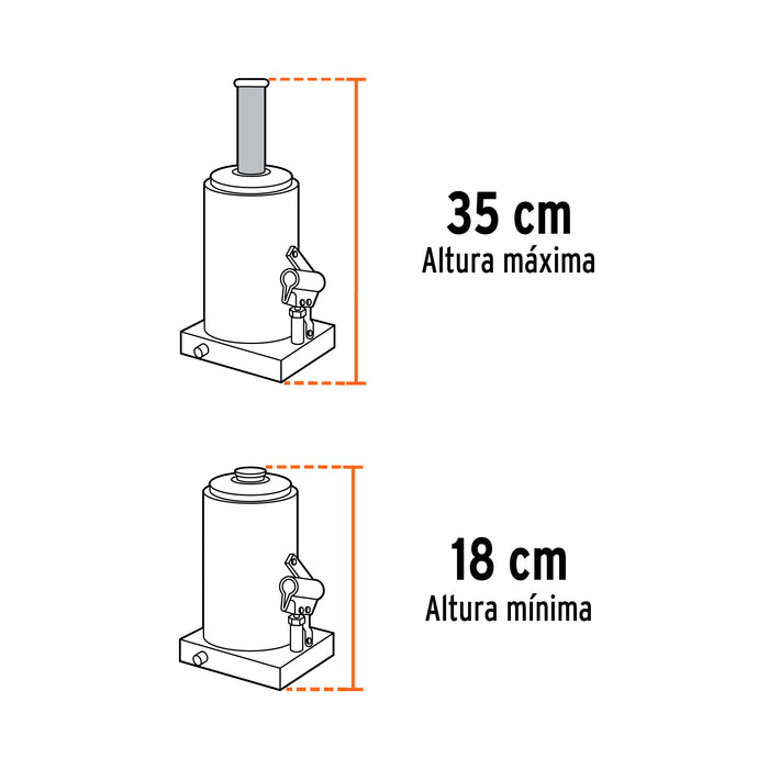Gato hidráulico de botella de 2 Ton, Truper 14810 GAT-2