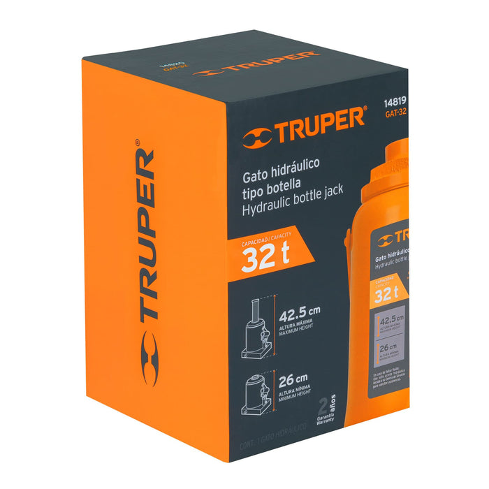 Gato hidráulico de botella de 32 Ton, Truper 14819 GAT-32