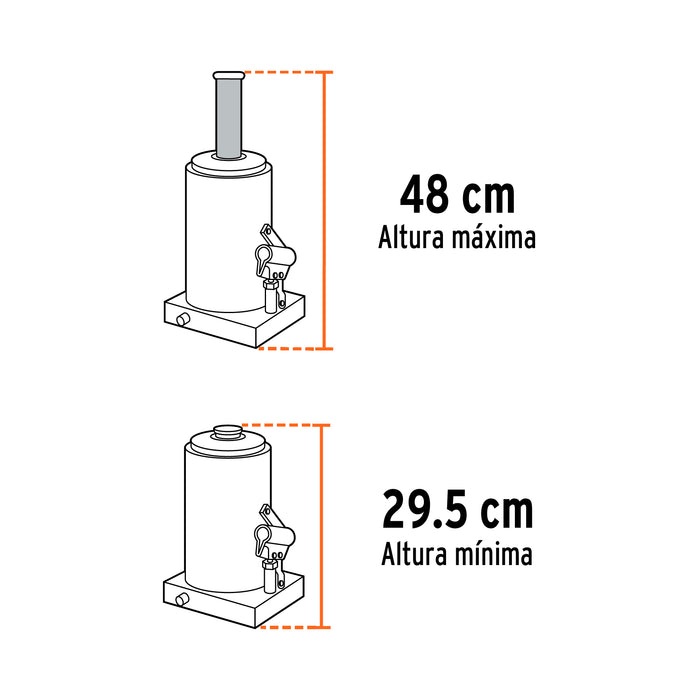 Gato hidráulico de botella de 50 Ton, Truper 14821 GAT-50