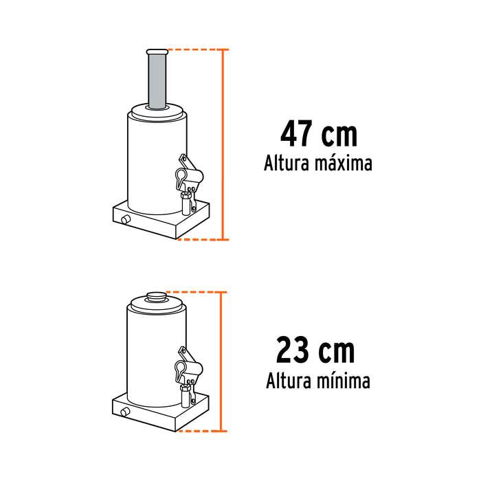 Gato hidráulico de botella de 8 Ton, Truper 14816 GAT-8