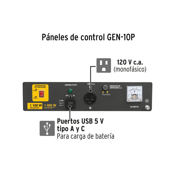 Generador portátil 1.1 kW motor a gasolina, Pretul 26033 GEN-10P