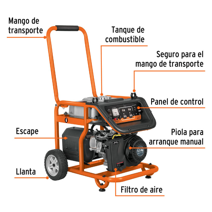 Generador portátil 1.5 kW motor a gasolina, Truper 15341 GEN-15X