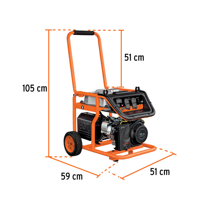Generador portátil 1.5 kW motor a gasolina, Truper 15341 GEN-15X