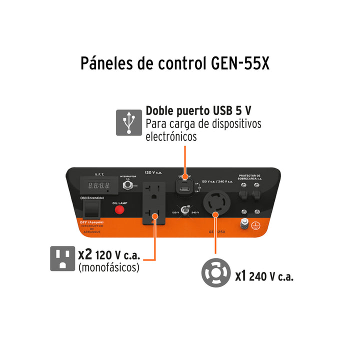 Generador portátil 2.5 kW motor a gasolina, Truper 15342 GEN-25X