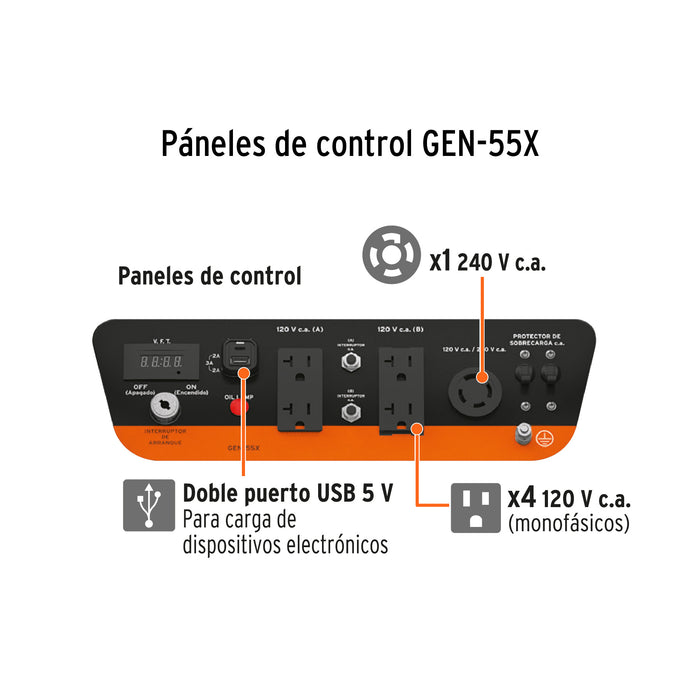 Generador portátil 5.5 kW motor a gasolina, Truper 15344 GEN-55X