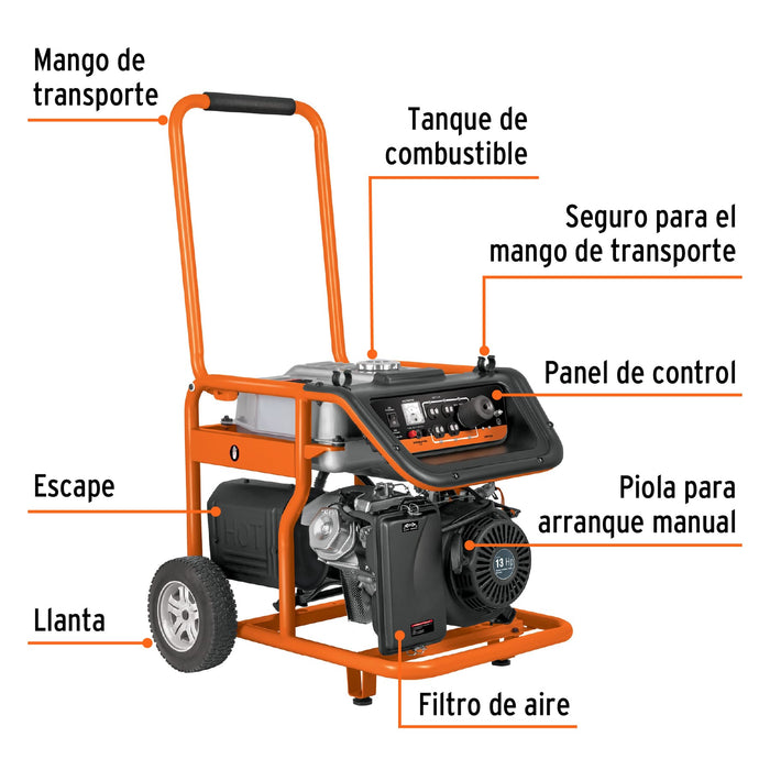 Generador portátil 5.5 kW motor a gasolina, Truper 15344 GEN-55X
