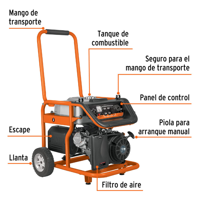 Generador portátil 8 kW motor a gasolina, Truper 15345 GEN-80X
