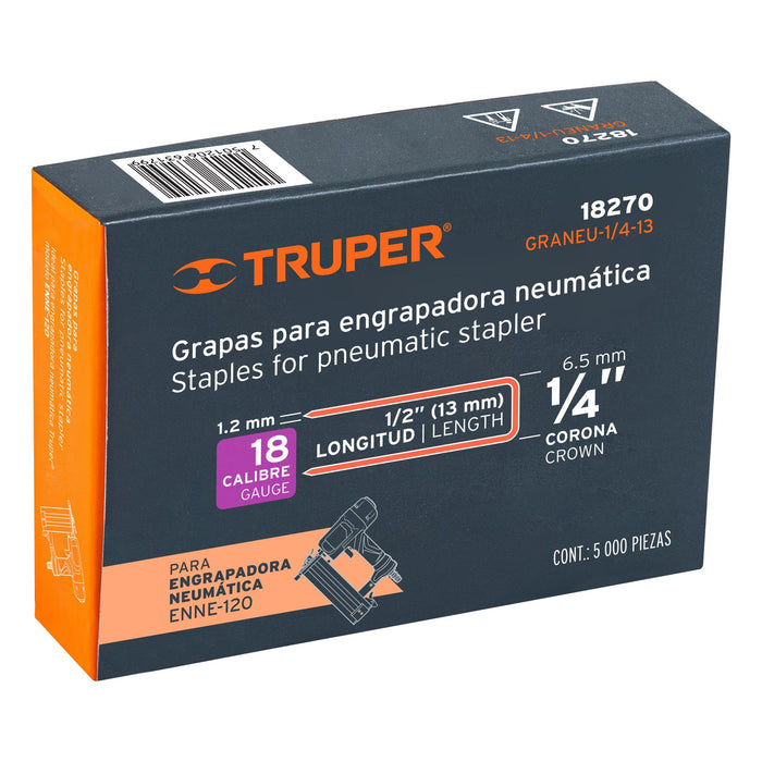 Caja con 5000 grapas corona 1/4' calibre 18, 13mm p/ENNE-120 Código: 18270