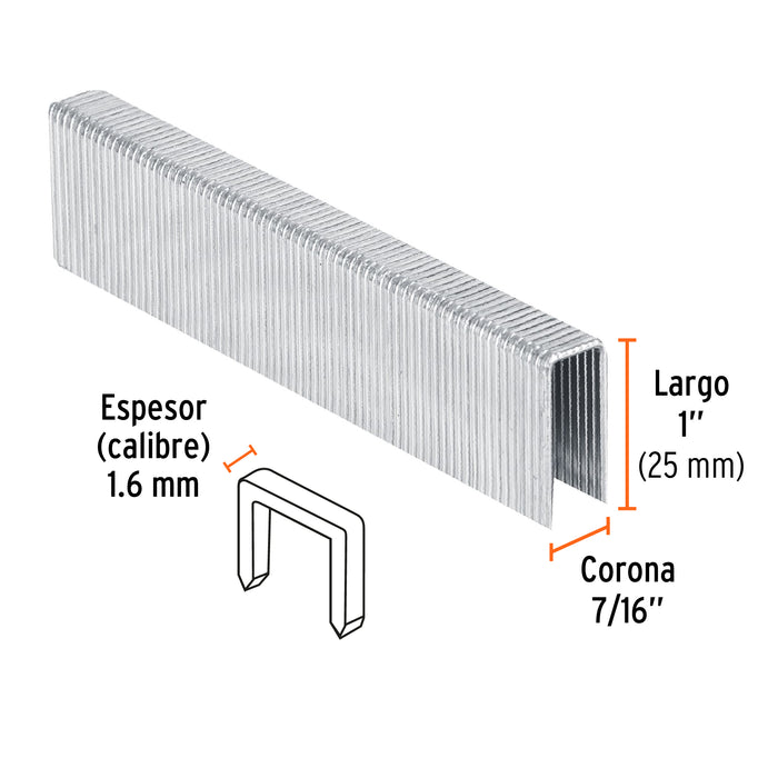 Caja con 1000 grapas corona 7/16' cal. 16, 25mm p/ENNE-160 Código: 13321