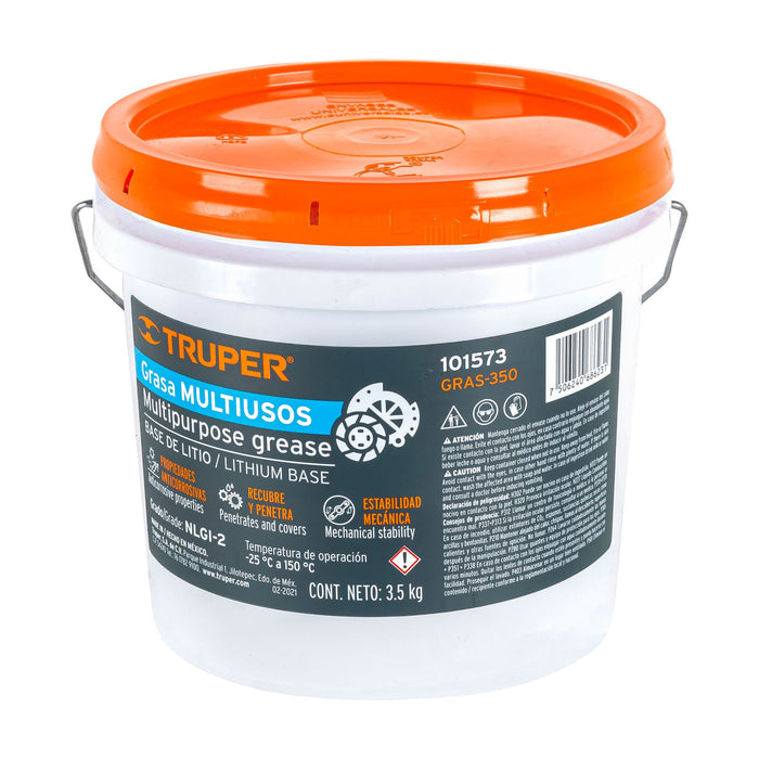 Grasa lubricante multiusos, base litio, 3.5 kg, Truper 101573 GRAS-350