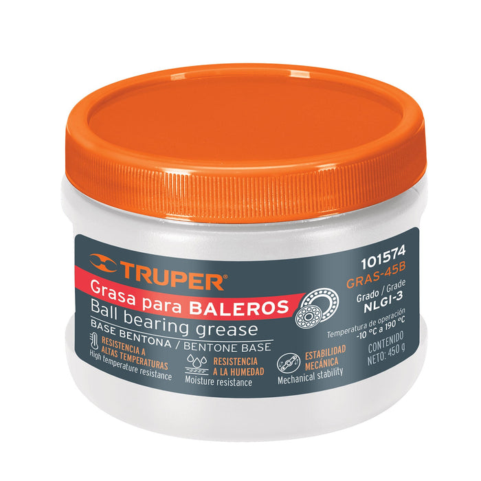 Grasa automotriz, base bentona, 450 g, Truper 101574 GRAS-45B