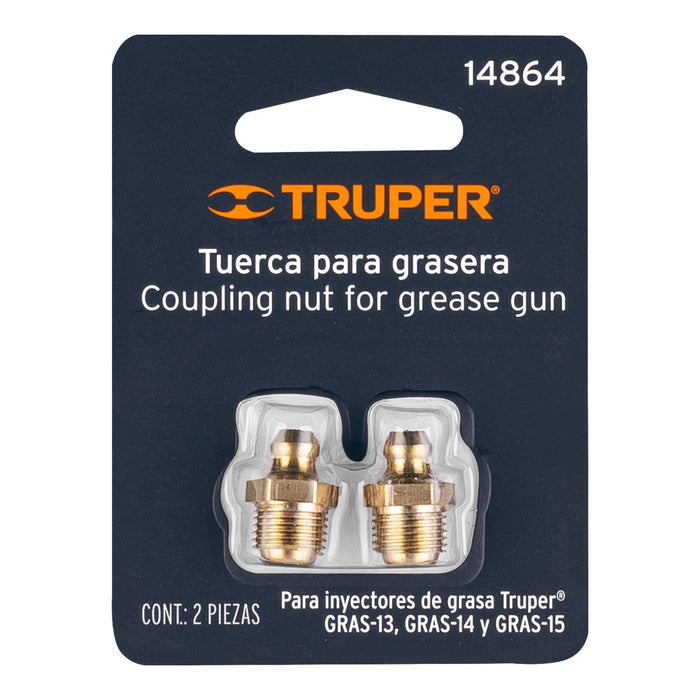 Tuercas para inyectores de grasa, 2 piezas, Truper 14864 GRAS-NUT