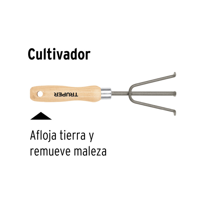 Cultivador para jardín, mango de 6', Truper 15024 GTS-CV