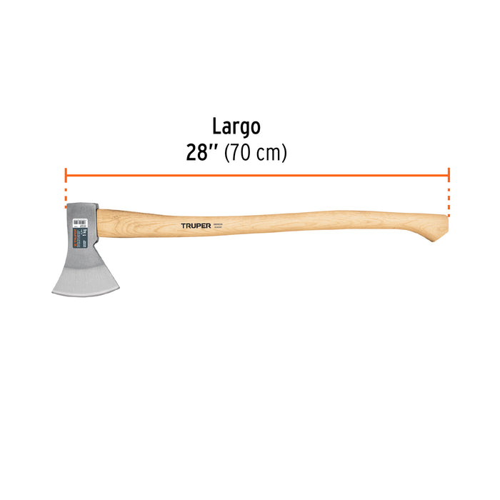 Hacha europea 1000 g, mango hickory 28', Truper 101768 HE-1000