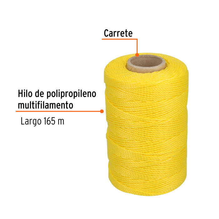 Carrete con 165 m de hilo para albañil amarillo, Truper 14052 HIL-165A