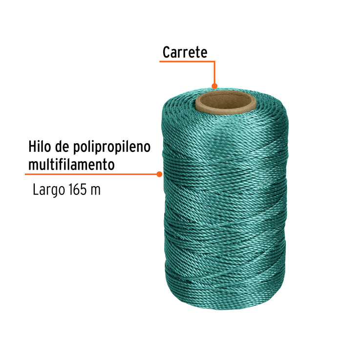 Carrete con 165 m de hilo para albañil verde, Truper 14060 HIL-165V