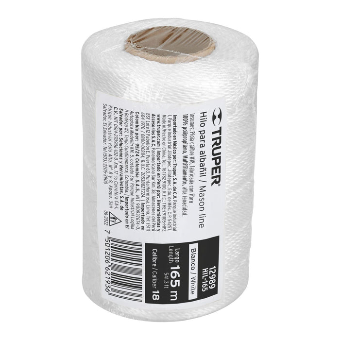 Carrete con 165 m de hilo para albañil blanco, Truper 12989 HIL-165