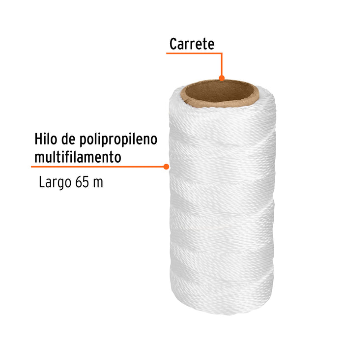 Carrete con 65 m de hilo para albañil blanco, Truper 12988 HIL-65