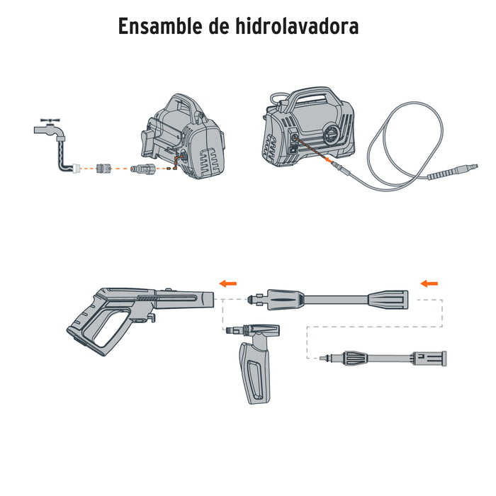 Hidrolavadora eléctrica compacta 1600 PSI, Truper 102795 HILA-1600C