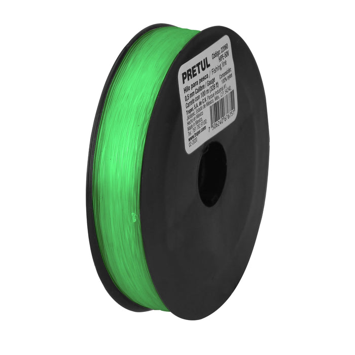 Carrete con 100 m de hilo para pesca verde calibre 0.50 mm 22060 HIPE-50V