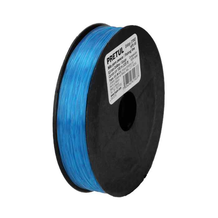 Carrete con 100 m de hilo para pesca azul calibre 0.50 mm 27062 HIPE-50