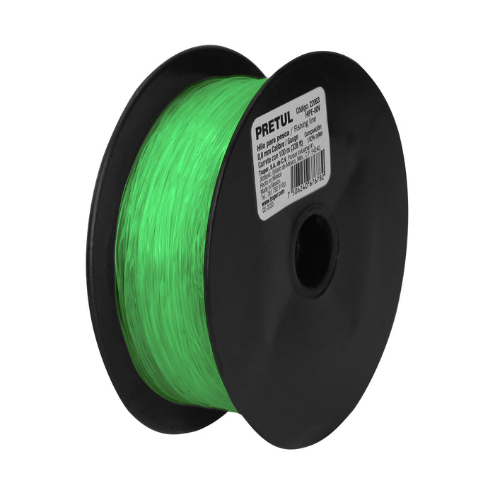 Carrete con 100 m de hilo para pesca verde calibre 0.80 mm 22063 HIPE-80V