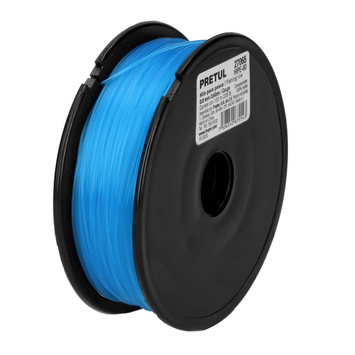 Carrete con 100 m de hilo para pesca azul calibre 0.80 mm 27065 HIPE-80