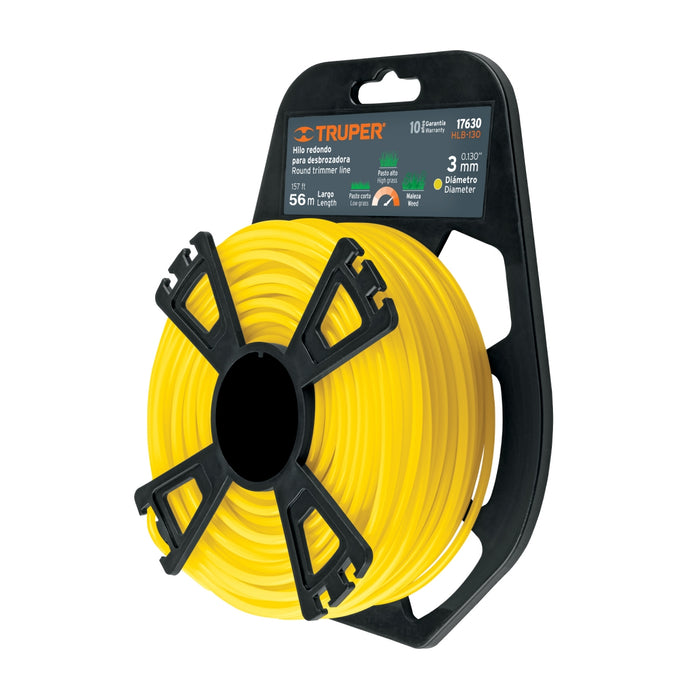 Rollo de hilo para desbrozadora, 3.3 mm x 48 m, Truper 17630 HLB-130