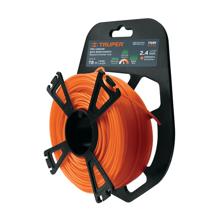 Rollo de hilo para desbrozadora, 2.4 mm x 78 m, Truper 17609 HLB-95