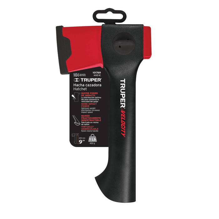 Hacha cazadora 1 lb mango de nylon de 9', Truper Velocity 101769 HVE-1C
