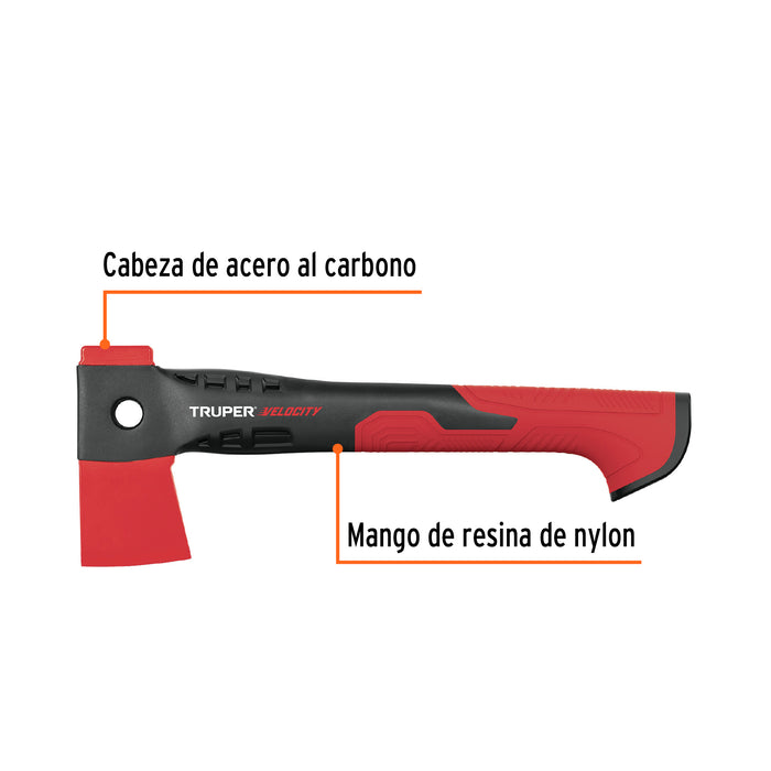 Hacha cazadora 1 lb mango de nylon de 14', Truper Velocity 100175 HVE-1